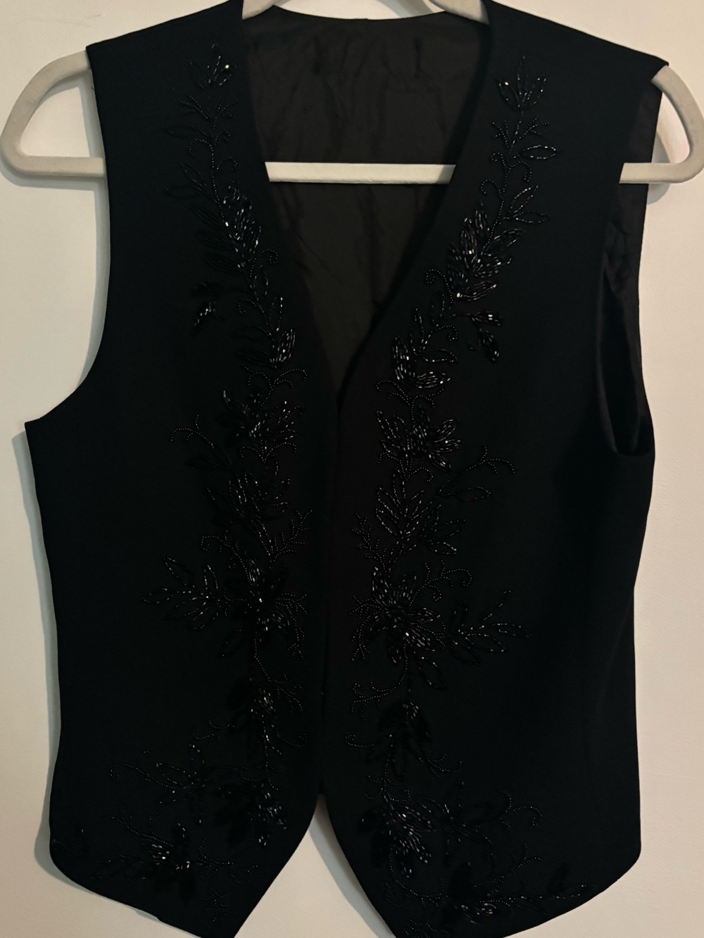 Vintage Liz Claiborne Beaded Black Crepe Vest (Tags removed) Sz Sm See pics